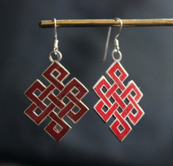 Tibetan Silver Jewelry - Love knot earrings
