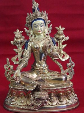 Full Gold Green Tara Statue for sale