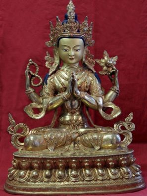 Golden Buddha Chenrezig Full gold buddha statue for sale