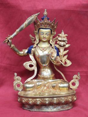 Buddha Showpiece Online Manjushri Full Gold Statue