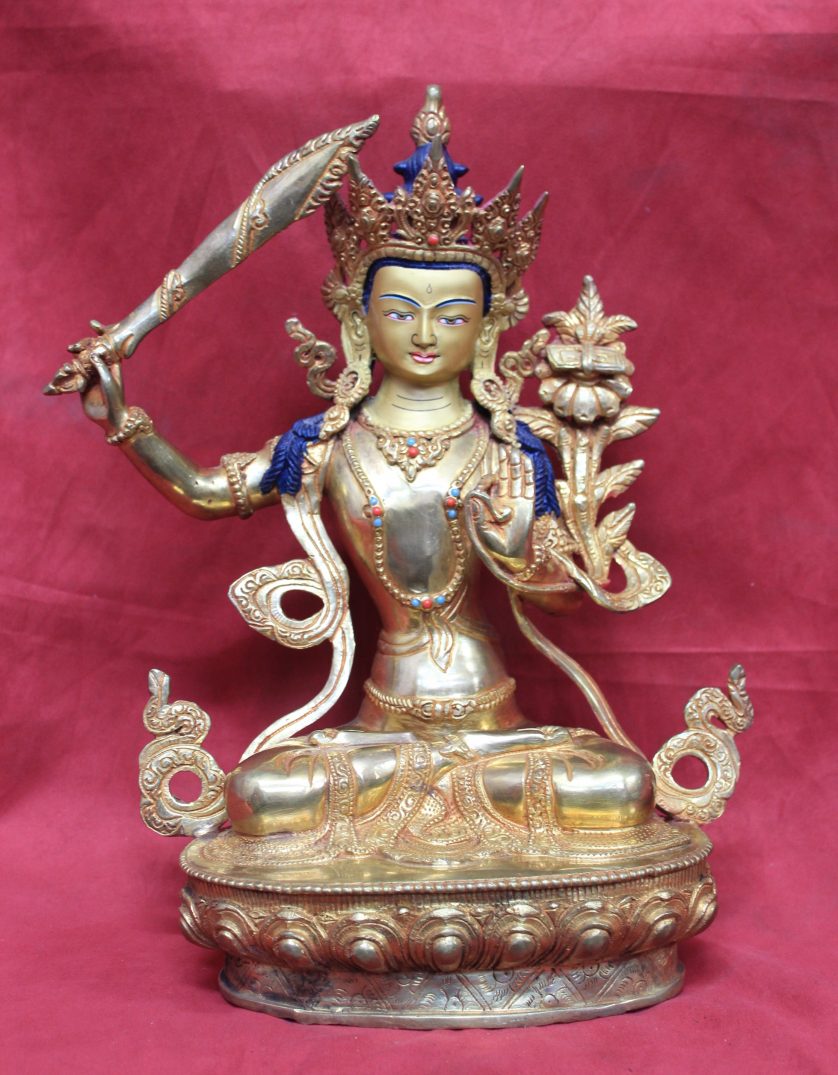 Buddha Showpiece Online Manjushri Full Gold Statue