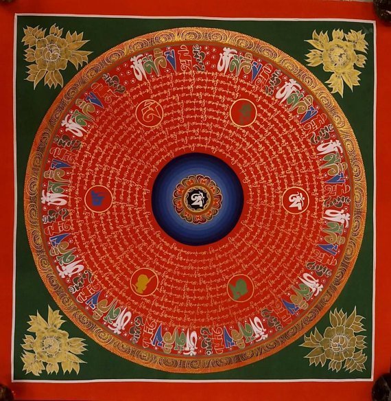 Tibetan Om Mani Padme Hum thangka