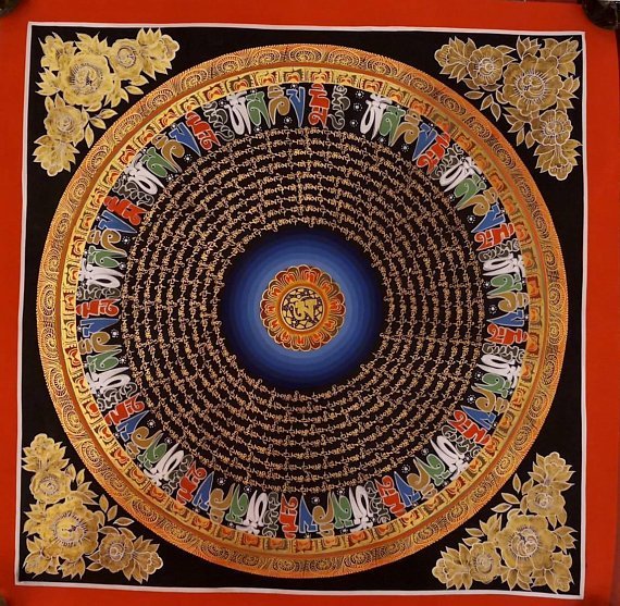 Om Mantra Tibetan Thangka