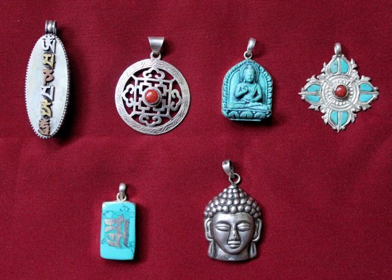 Tibetan Charms Pendants Bundle of six