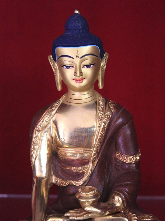 shakyamuni buddha statue gold plated body
