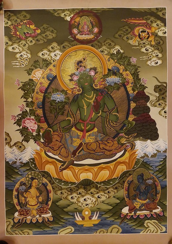 Green Tara Thangka Painting