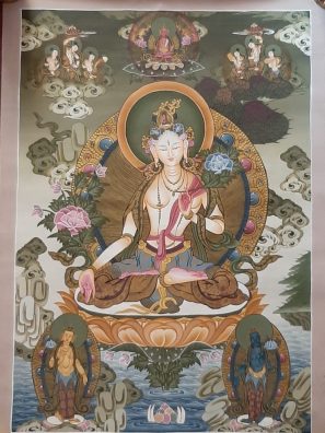 White Goddess Tara Tibetan Thangka Painting for house warming