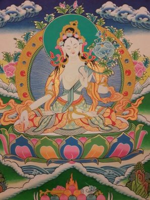 White tara tibetan thangka painting