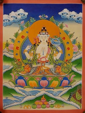 chenrezig tibetan thangka