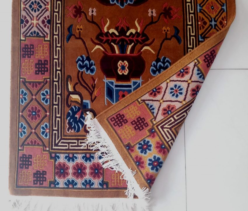 Tibetan rug mandala detail backview