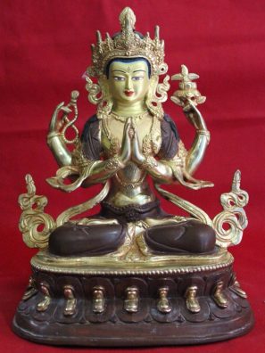 Avalokitesvara Golden Buddha Statue Decor