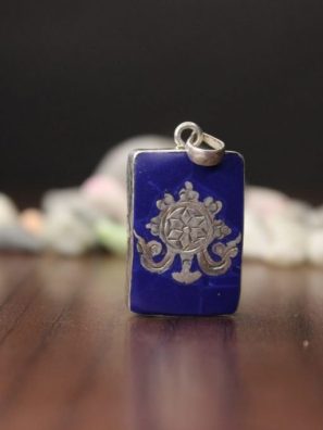 Lotus Flower Lapis Pendant