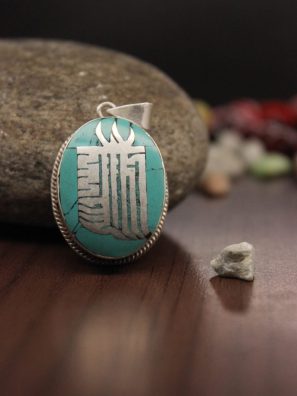 Silver Turquoise Newari Om