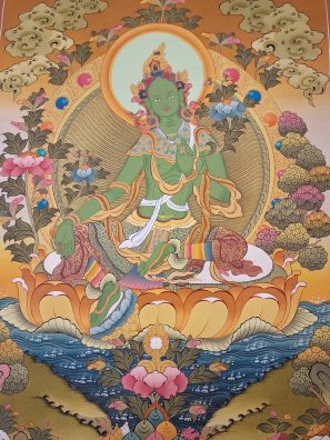 Green Tara Buddha Thangka Painting