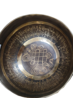 Unique Endless Knot Carved Tibetan Singing Bowl